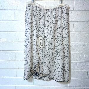 Vintage 100% Silk Beaded Skirt Midi White Silver Gold Black Lined L / XL India